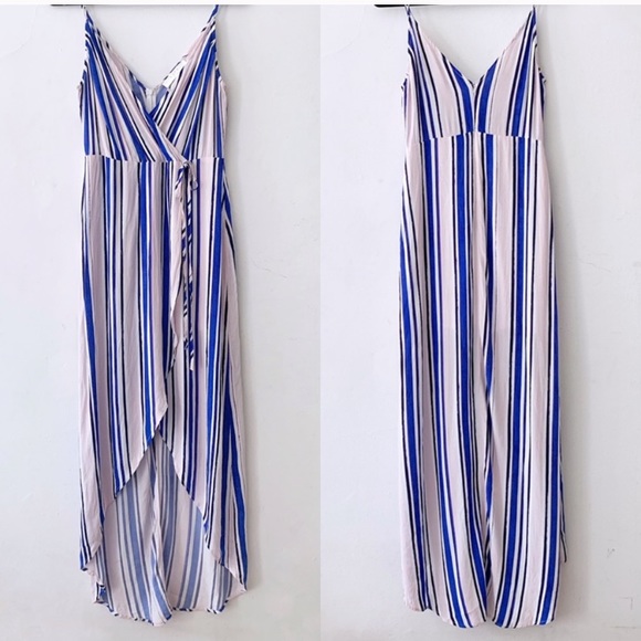 ASTR ✨🌈 High Low Striped Wrap Dress - Picture 3 of 8